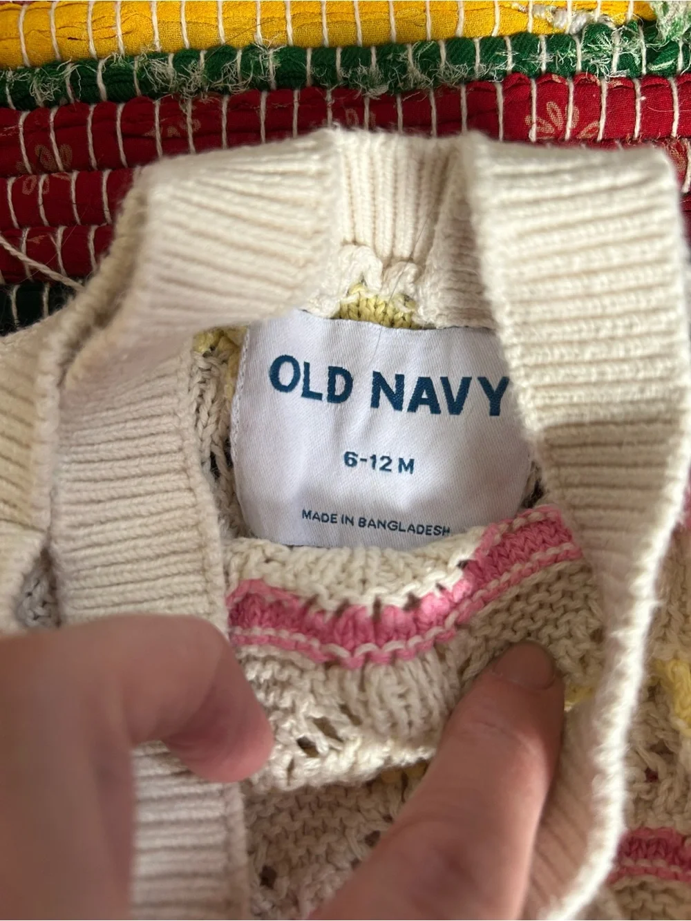 Old Navy Colorful Crochet Knit Bubble Romper 6-12 MOS
